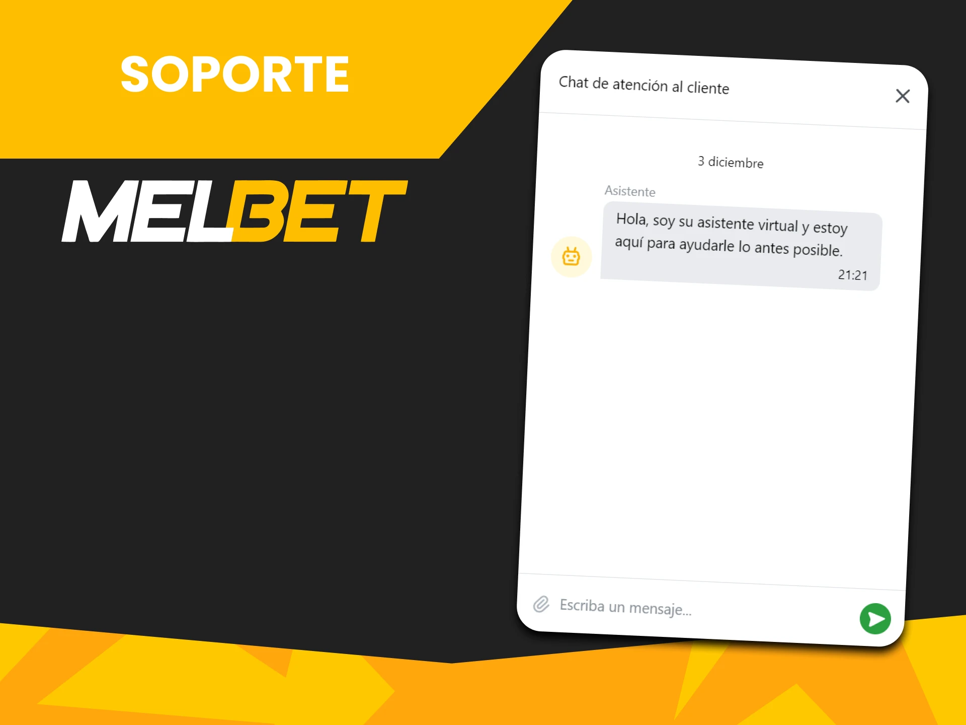 Siempre puedes ponerte en contacto con el equipo de asistencia de Melbet a través del chat en directo. Contacta con nosotros a través de la Melbet oficial website o Melbet App.