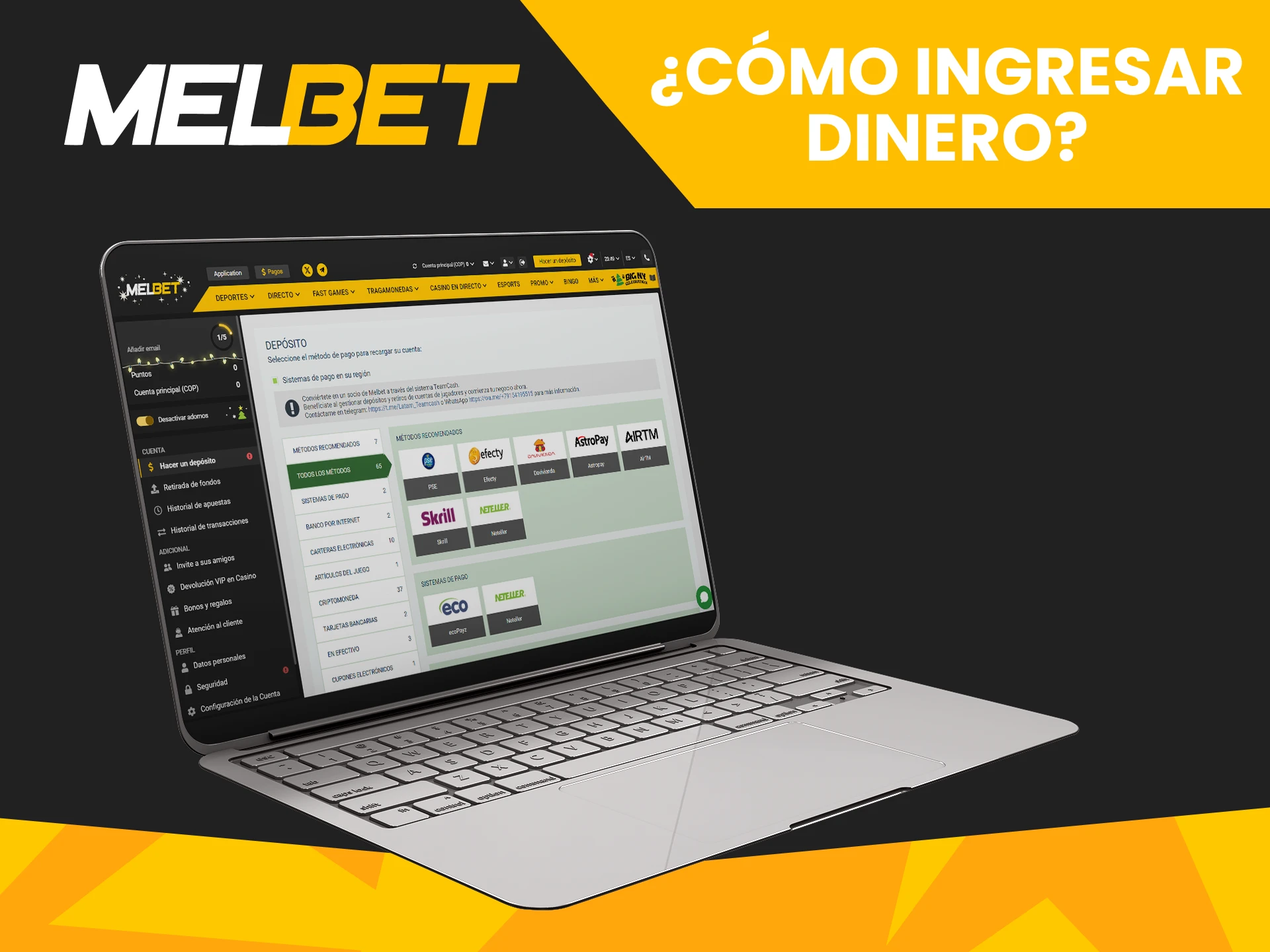 Le diremos cómo recargar fondos en Melbet.
