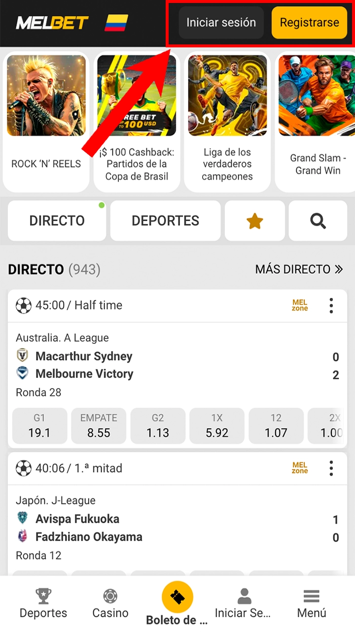 Accede a tu cuenta personal de Melbet.