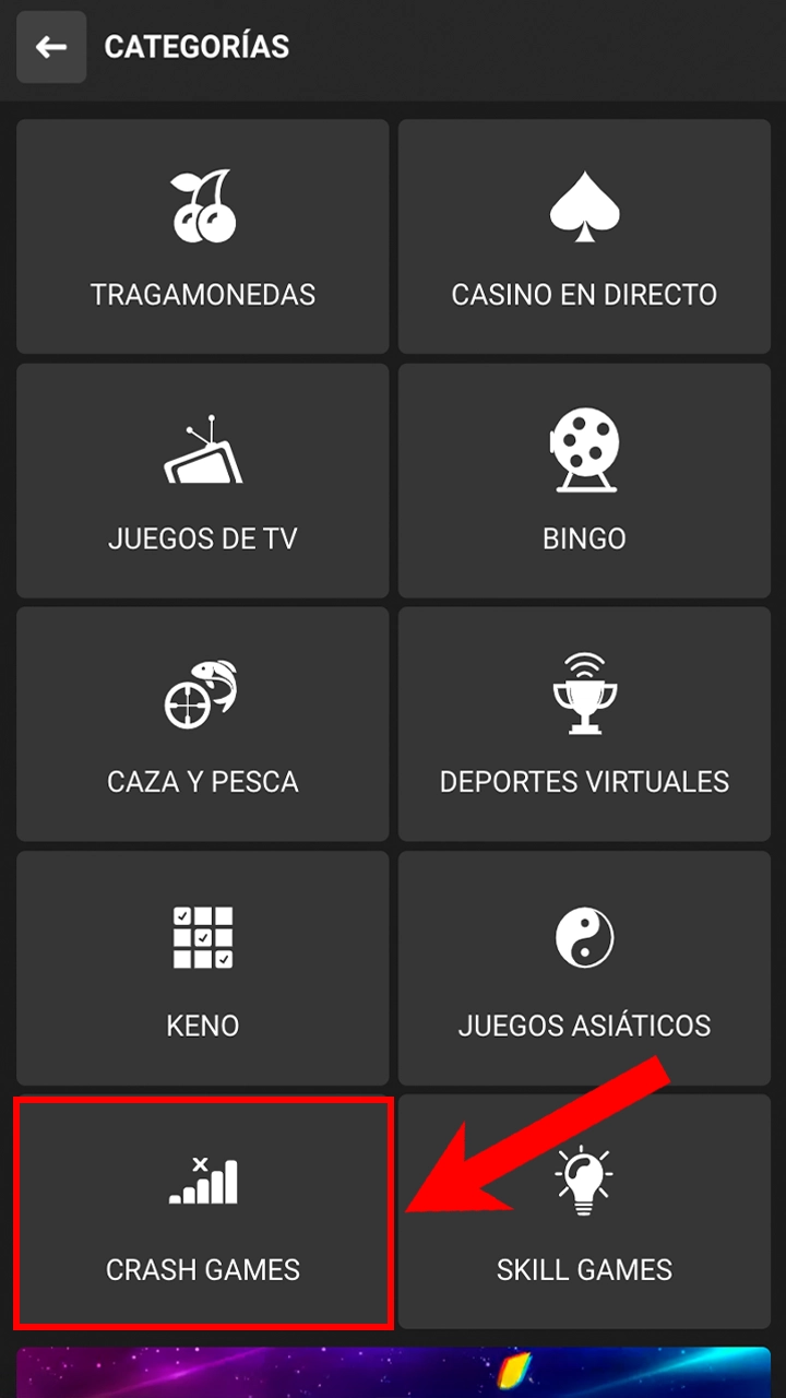 Ve a la sección de juegos de Crash en Melbet.