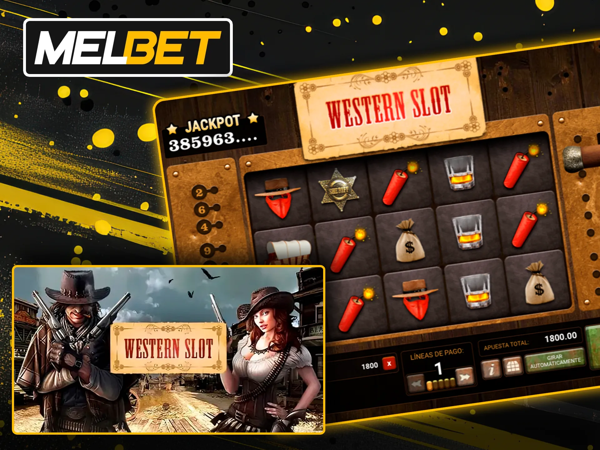 Encuéntrate en el salvaje oeste con el juego Western Slot de Melbet.